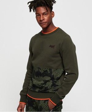 Superdry Orange Label Urban Crew Férfi Pulóver Khaki/Camo | FCTME4871